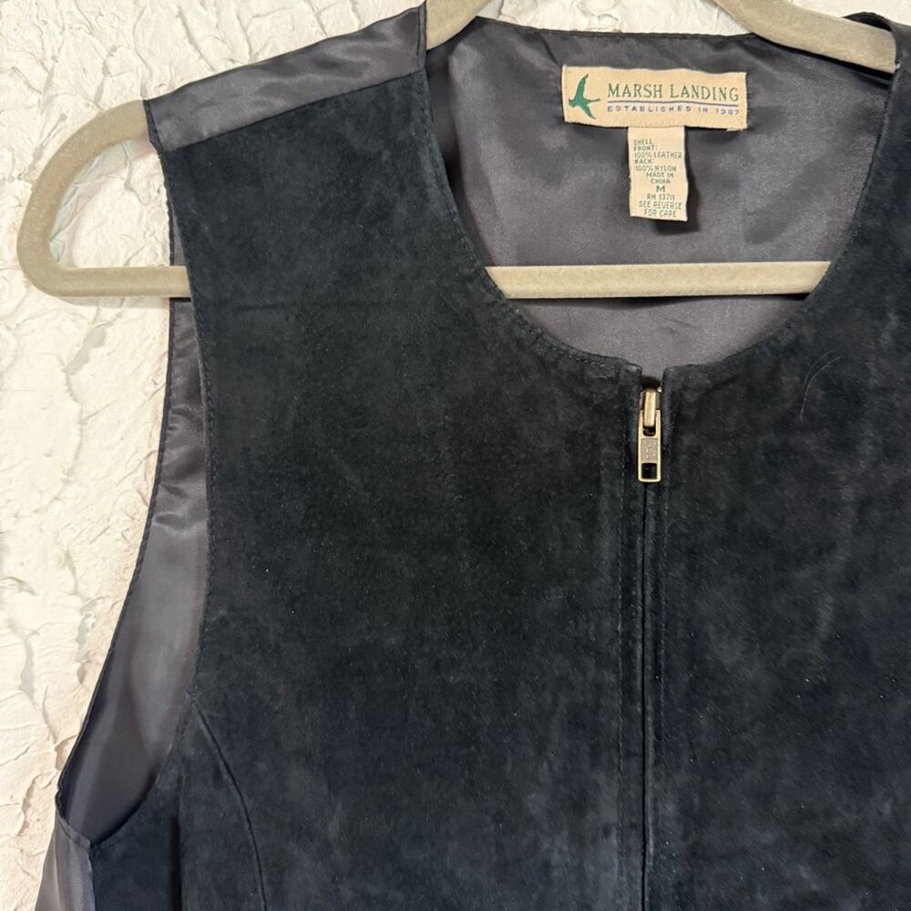 Vintage 90s Black Leather Vest Top Minimalist Zip Front Tank Grunge Moto Women